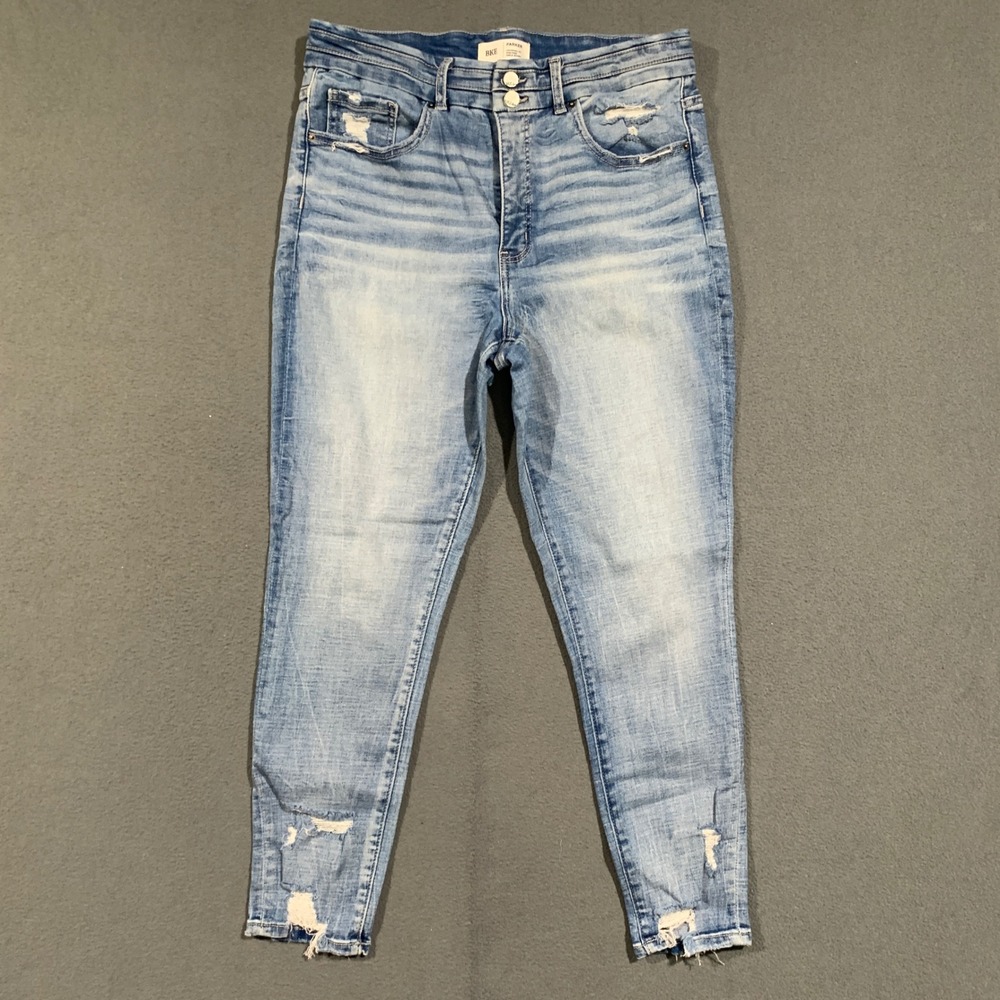 BKE Parker Jeans Women 32 High Rise Ankle Skinny Distressed Light Wash Denim